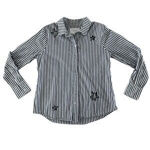 The Shirt Rochelle Behrens Striped Button Down Star Print‎ Long Sleeve Blouse XS